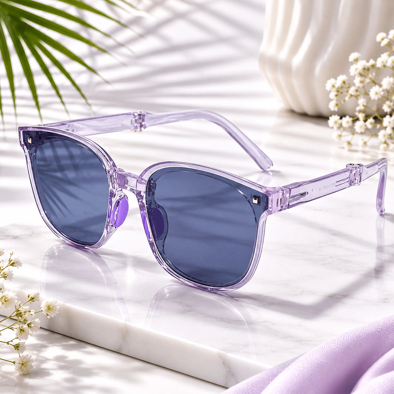Kids Transparent Purple Square Sunglasses For Girls & Boy LKKS-809-Purple