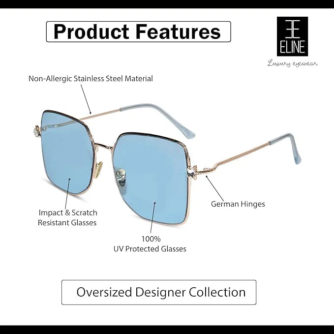 STAR Metal Sleek Oversize Square Sunglasses