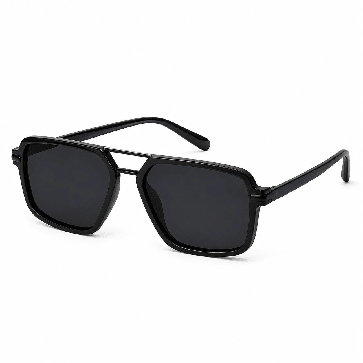 Luxury Black Rectangular Sunglasses for Men LKS3608P-BLK