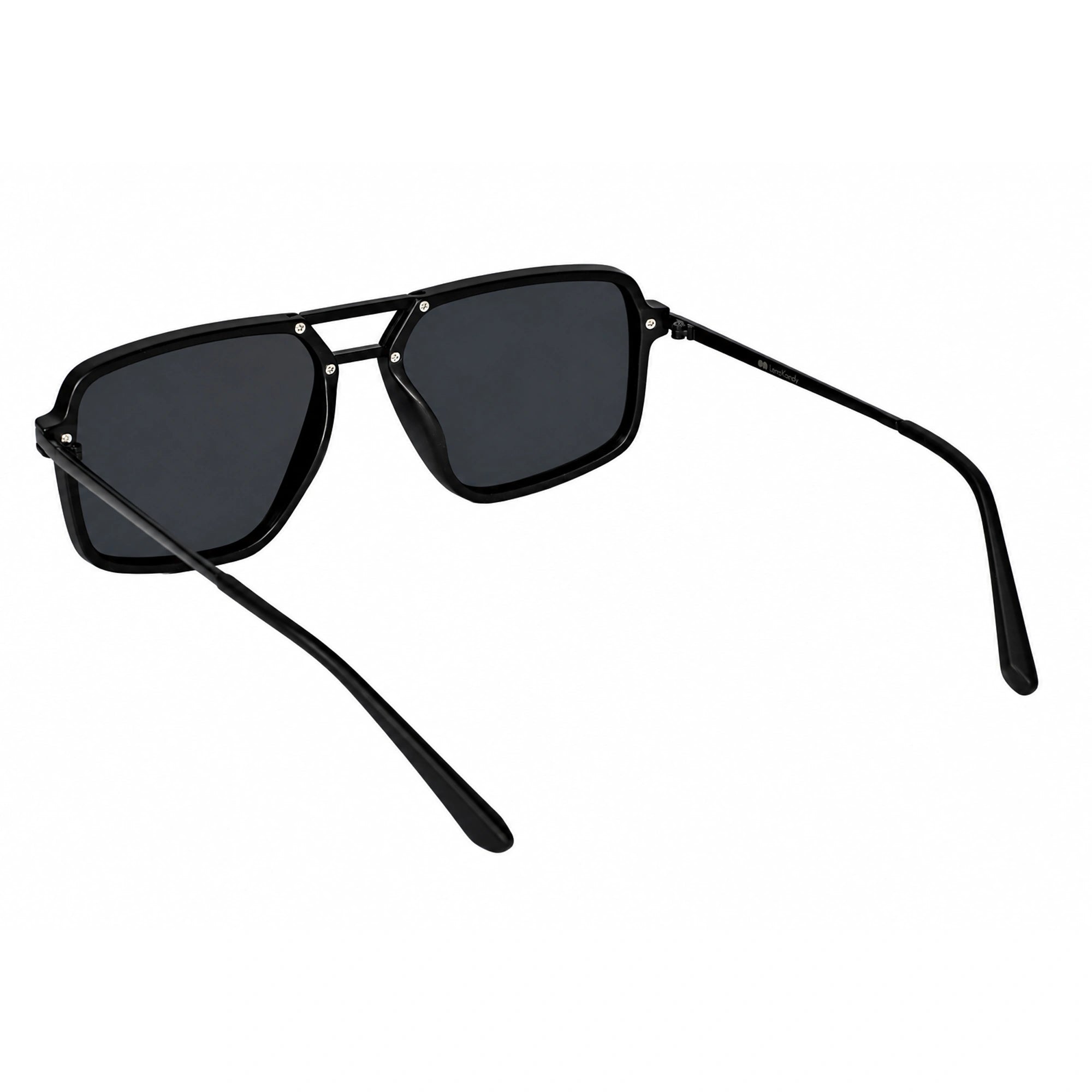 Luxury Black Rectangular Sunglasses for Men LKS3608P-BLK