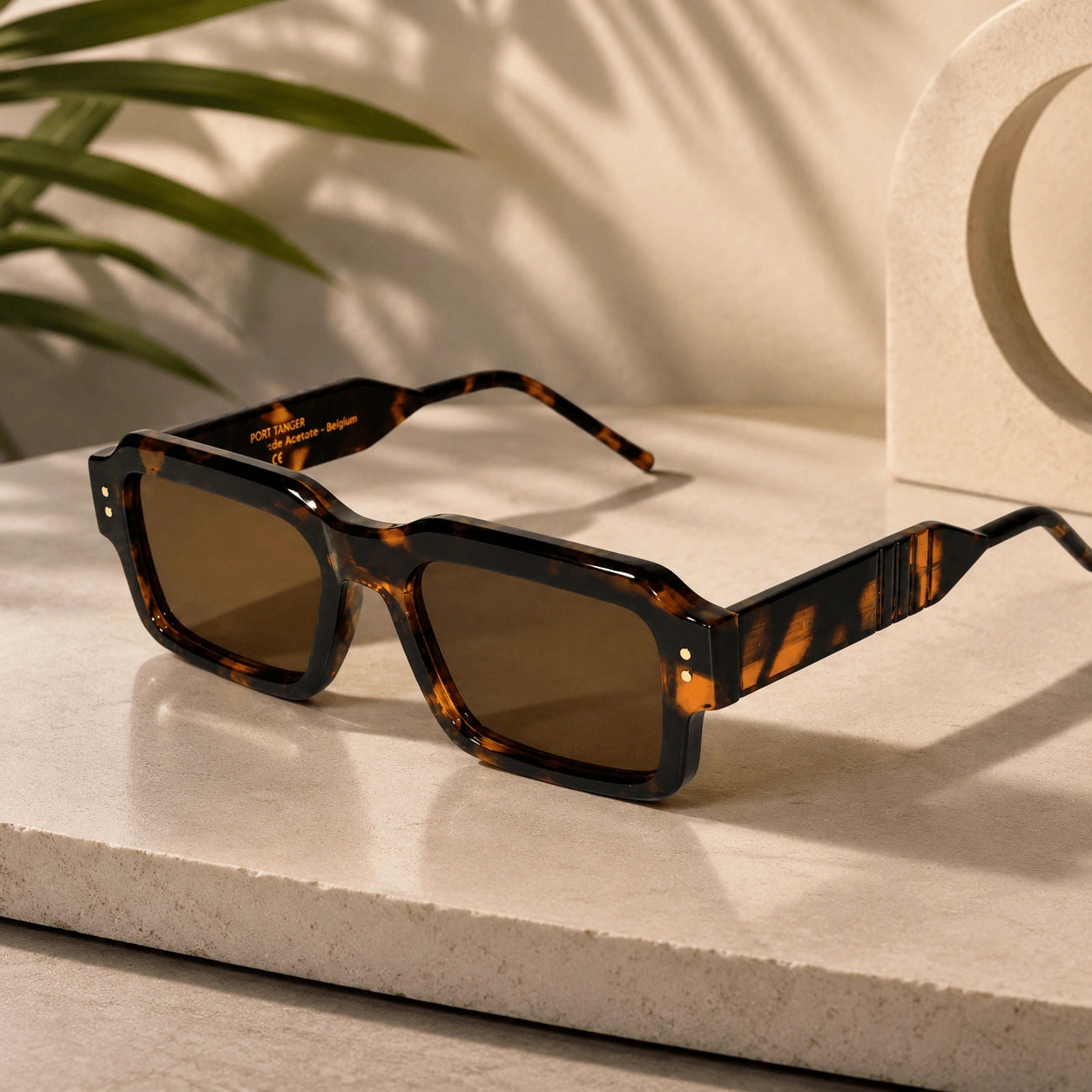 Luxury Brown Rectangular Sunglasses for Men & Women ELSZ8830-BRN