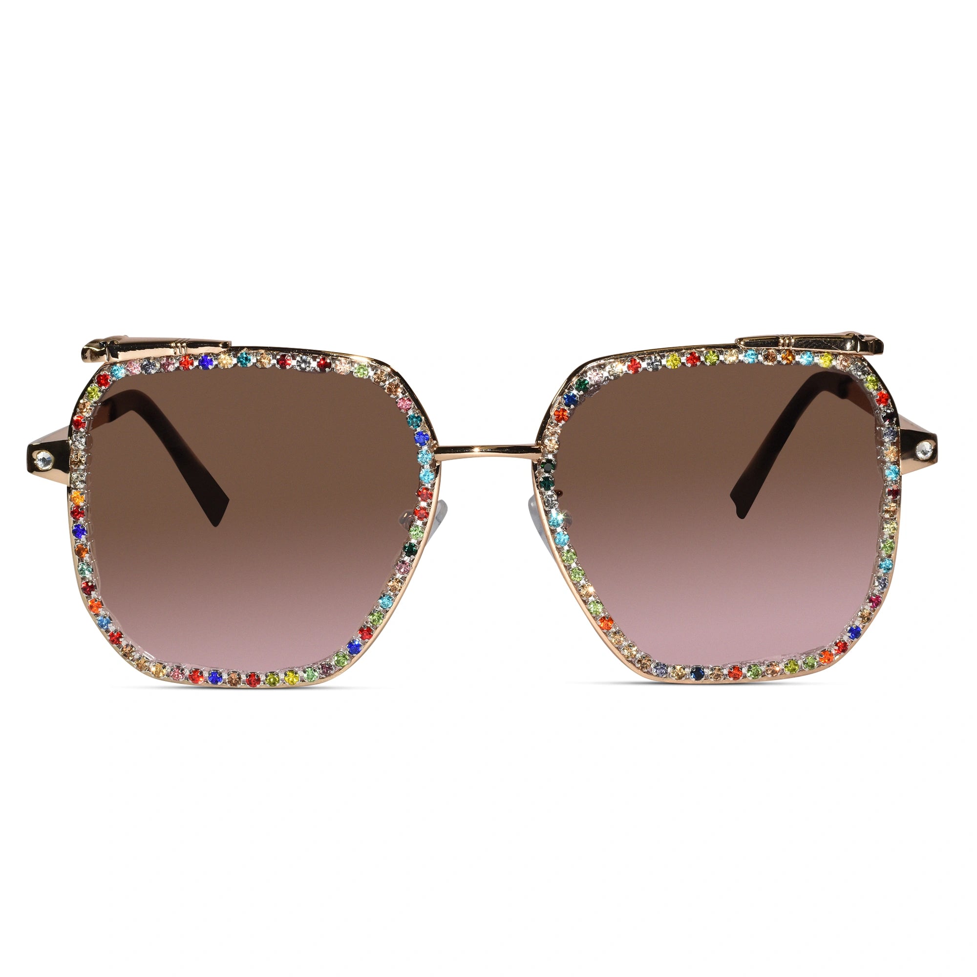 Luxury Crystal Studded Square Sunglasses for Women ELS3036