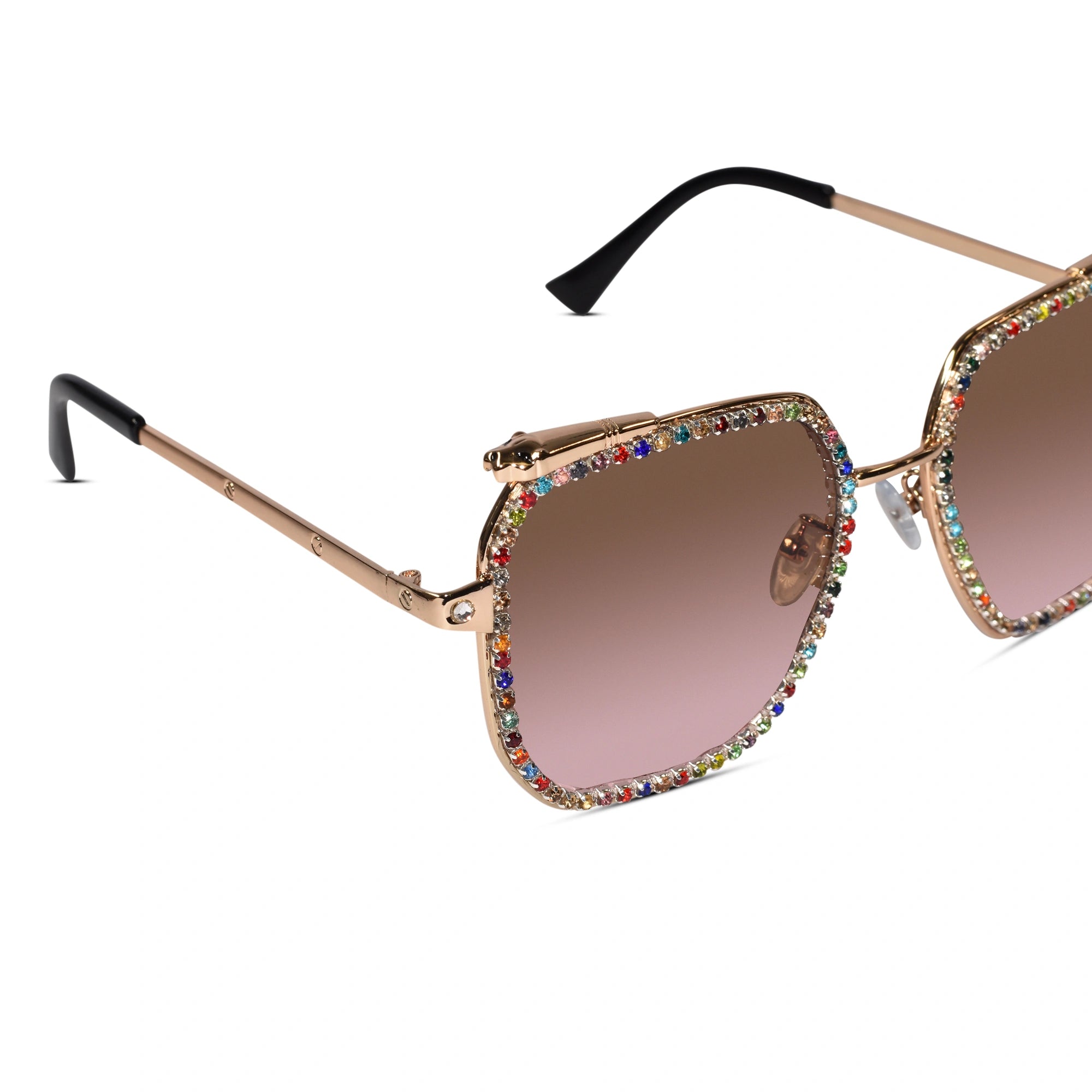 Luxury Crystal Studded Square Sunglasses for Women ELS3036