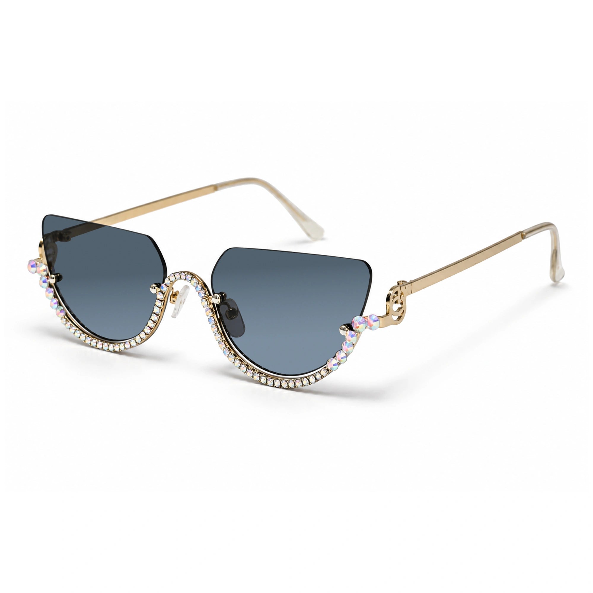 Luxury Rimless Cateye Sunglasses for Women ELS2026S021-BLK-Gold