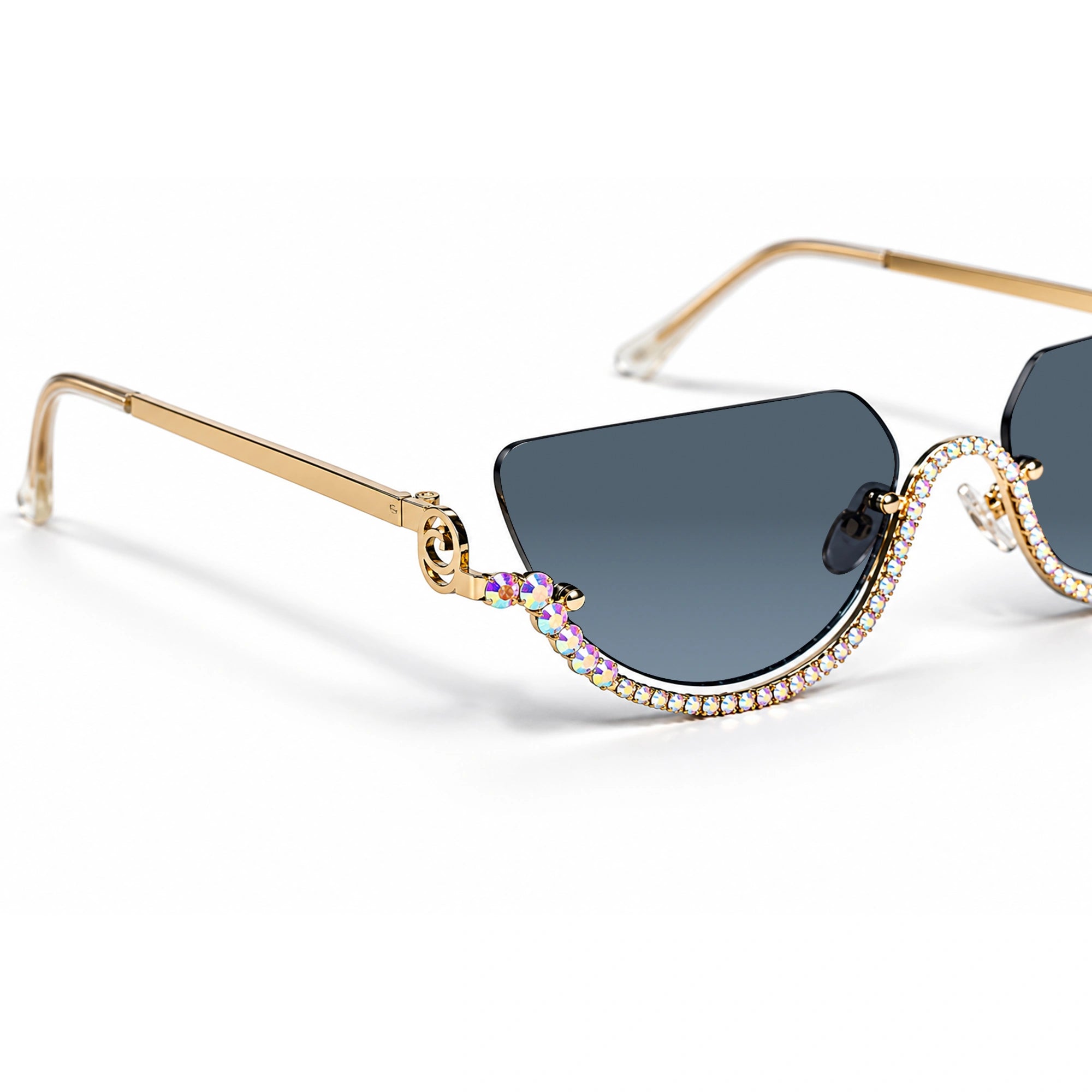 Luxury Rimless Cateye Sunglasses for Women ELS2026S021-BLK-Gold