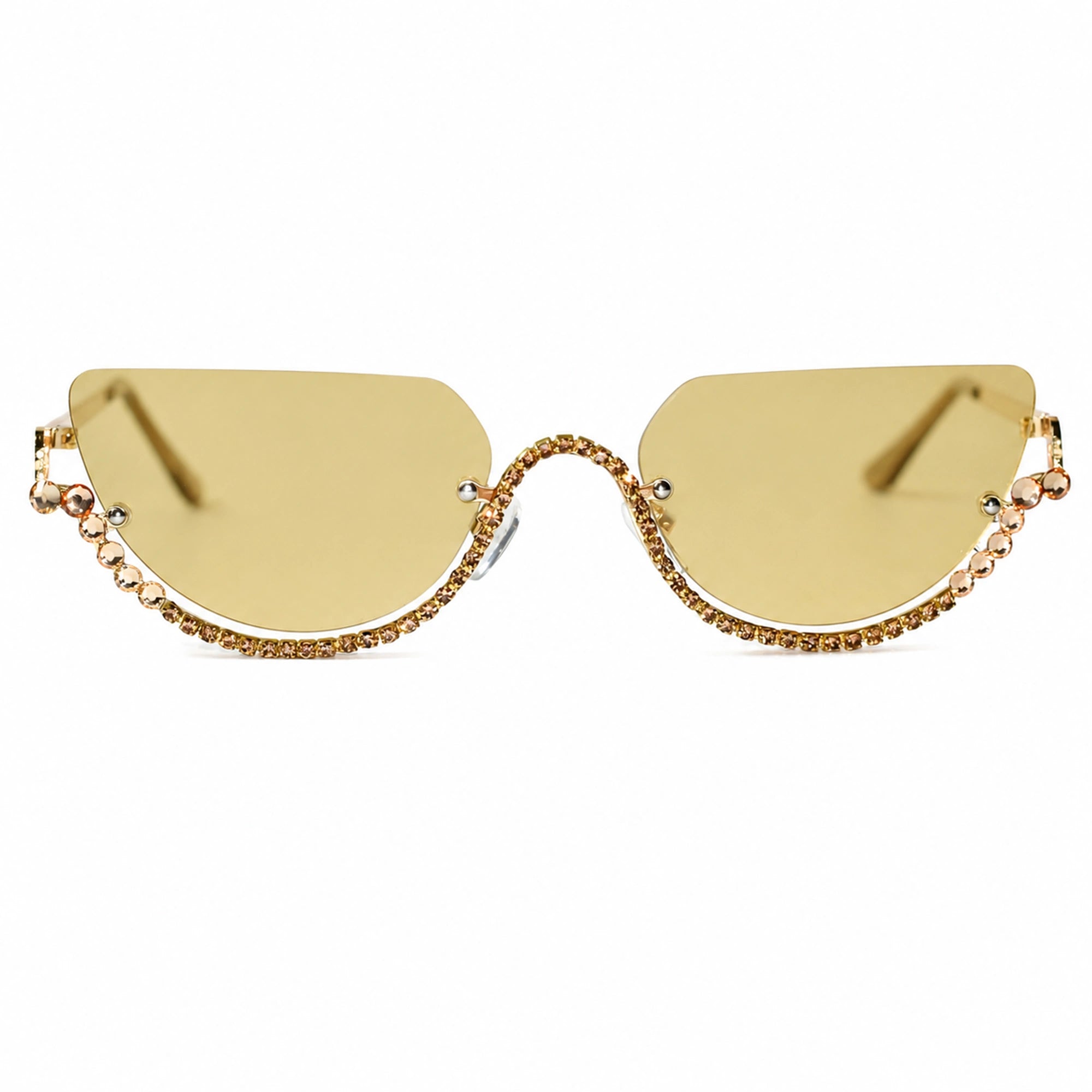 Luxury Rimless Cateye Sunglasses for Women ELS2026S021-Golden-Yellow