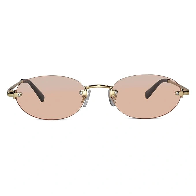 Luxury Rimless Oval Sunglasses for Men & Women ELS2541-Pink