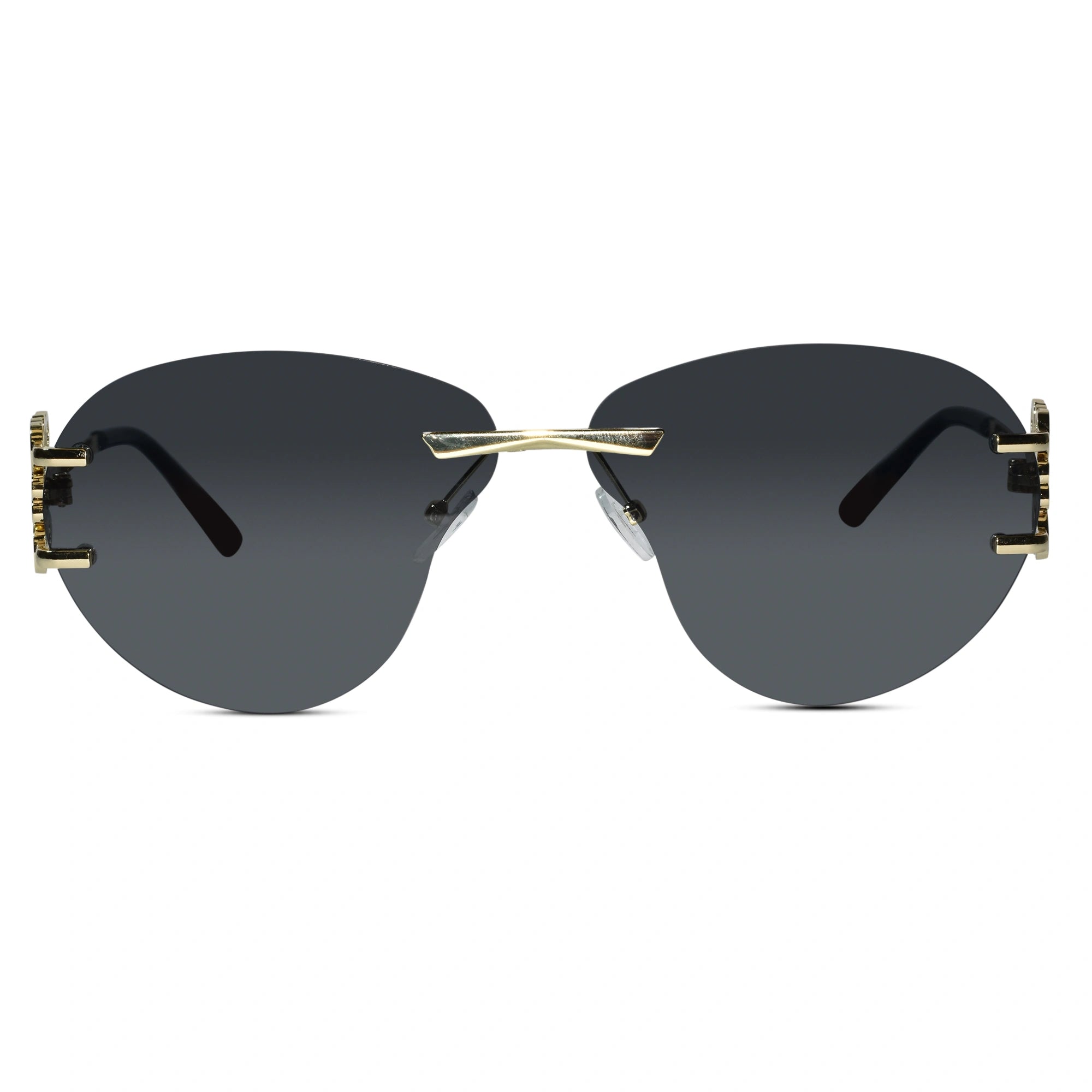 Luxury Rimless Sunglasses for Women ELS2026S013-BLK GLD