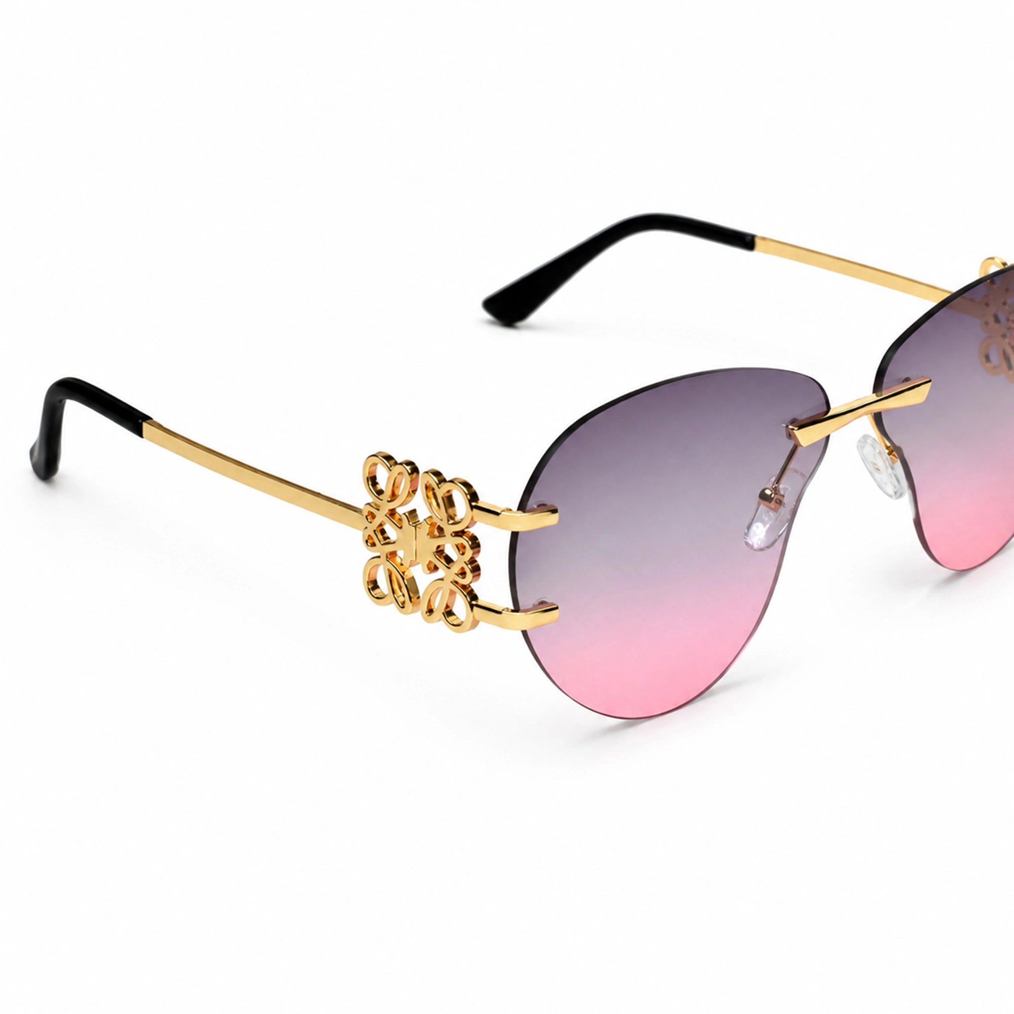 Luxury Rimless Sunglasses for Women ELS2026S013-PNK GLD