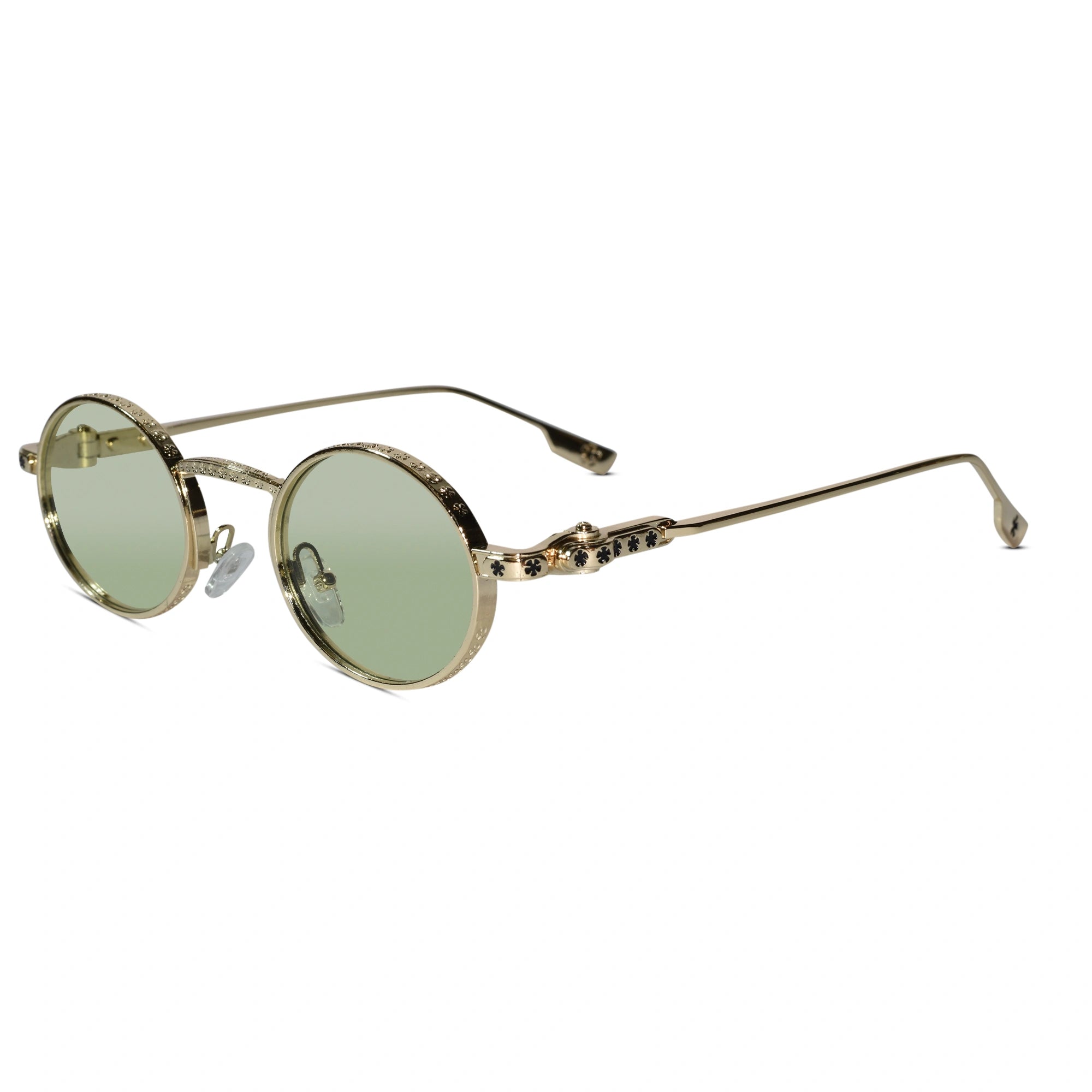 Luxury Round Metal Frame Sunglasses for Women ELS2026S04-GLD-GRN