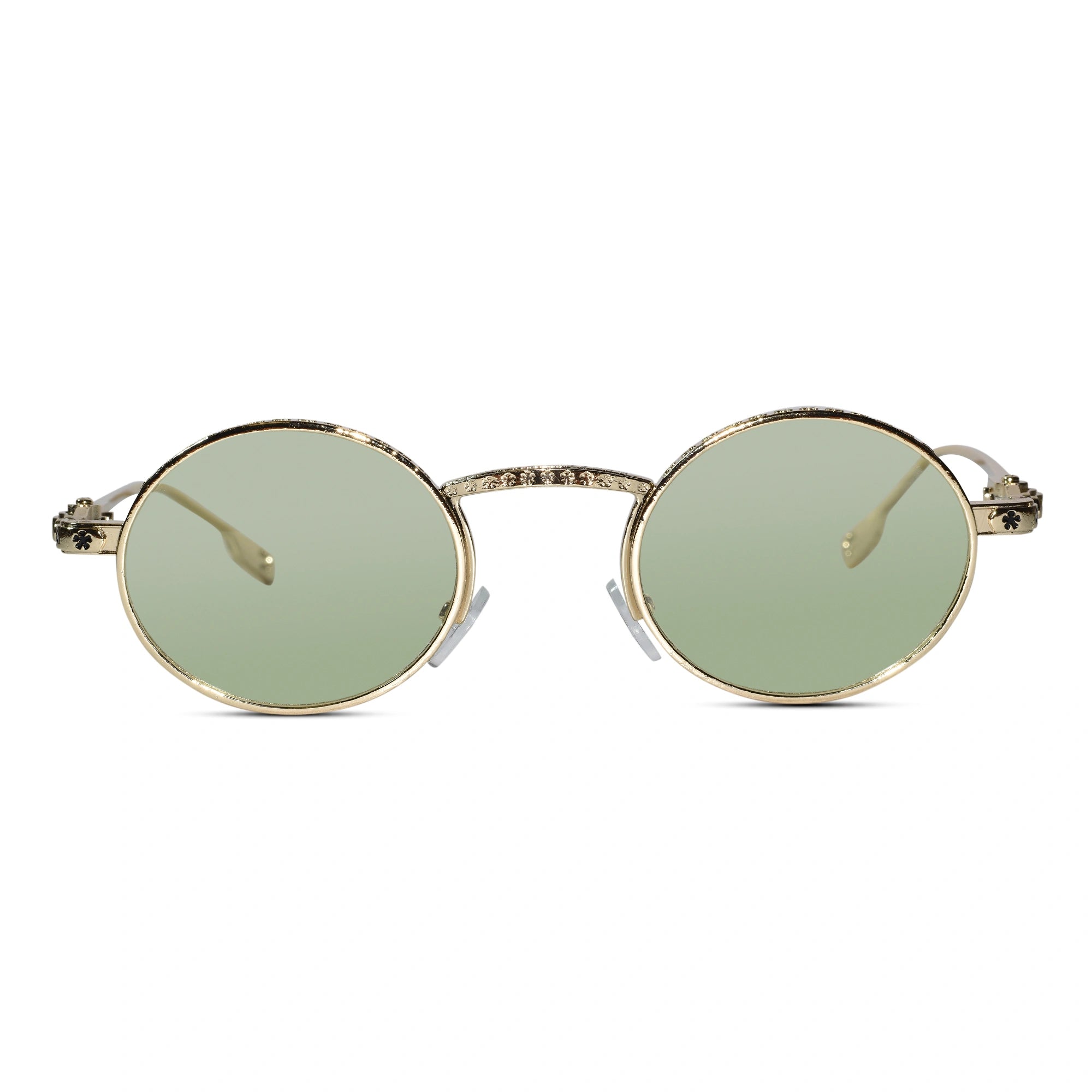 Luxury Round Metal Frame Sunglasses for Women ELS2026S04-GLD-GRN