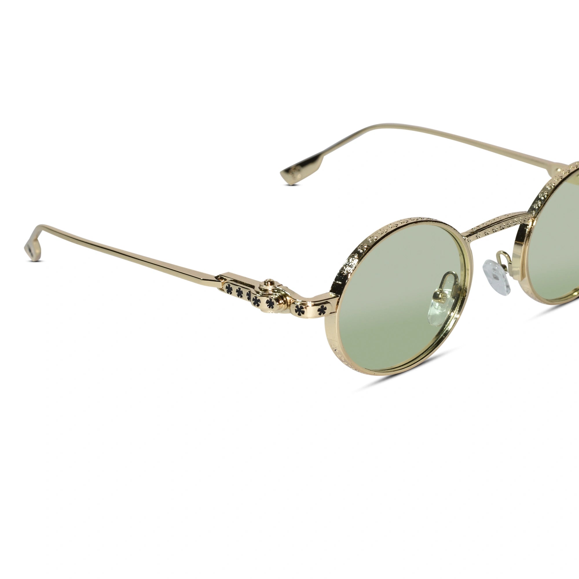 Luxury Round Metal Frame Sunglasses for Women ELS2026S04-GLD-GRN