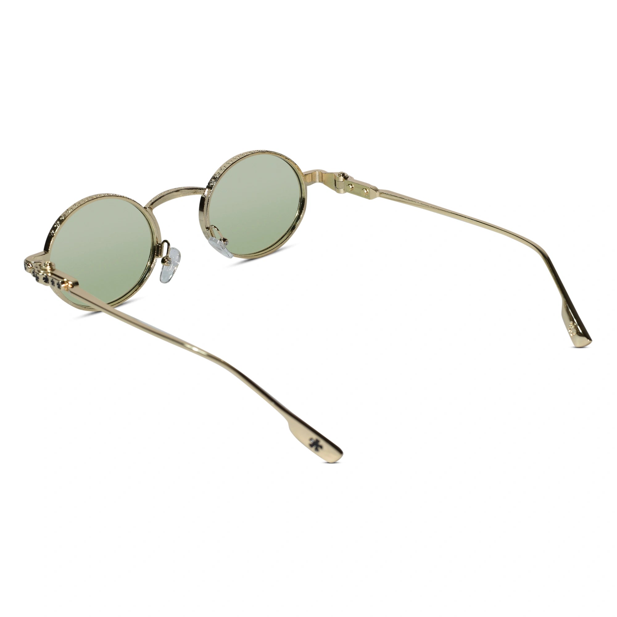 Luxury Round Metal Frame Sunglasses for Women ELS2026S04-GLD-GRN