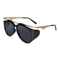 Golden Black Oversized Aviator Sunglasses for Women And Men-ELS3015-BLK