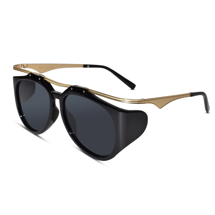 Golden Black Oversized Aviator Sunglasses for Women And Men