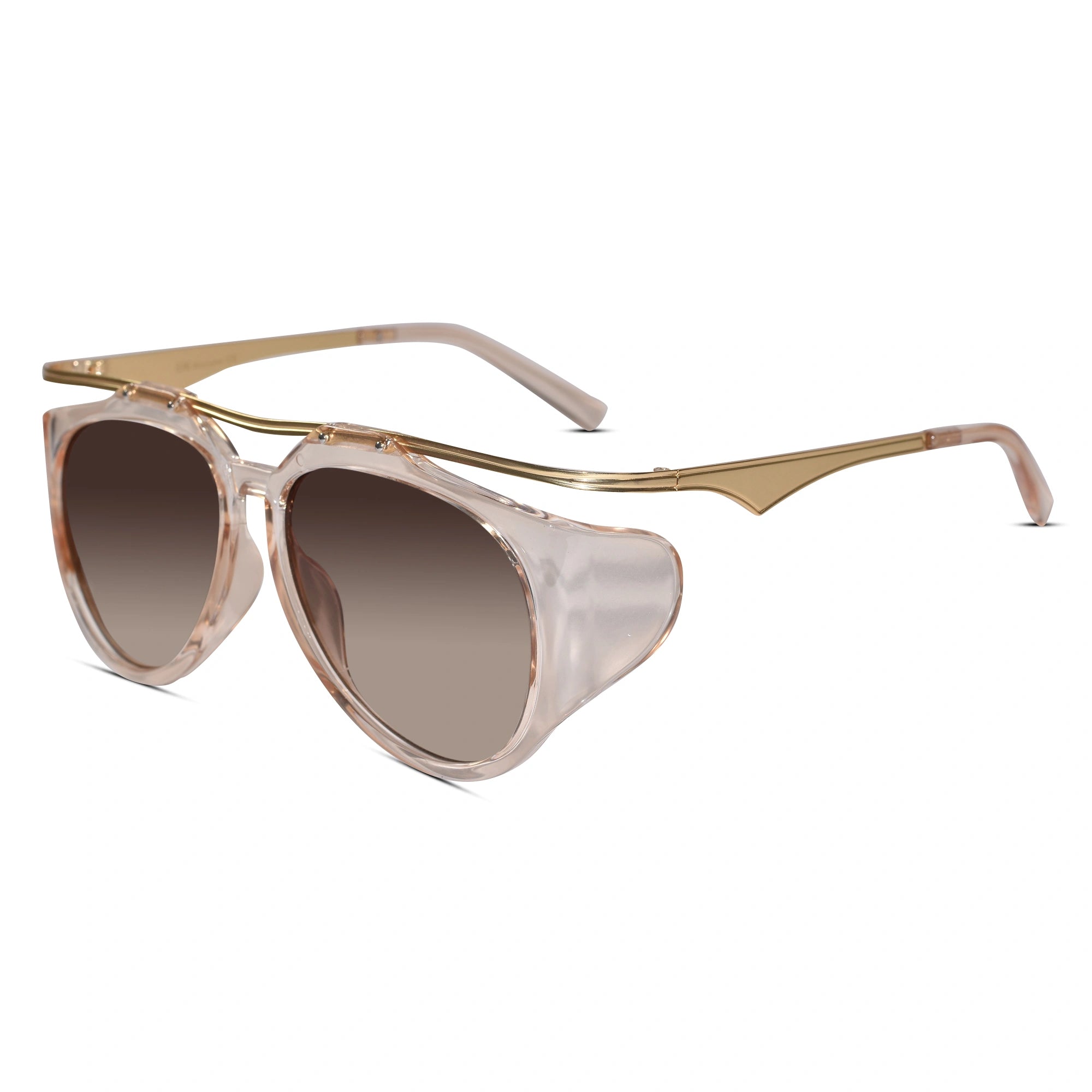 Luxury Transparent Oversized Aviator Sunglasses for Women And Men-ELS3015-BRN