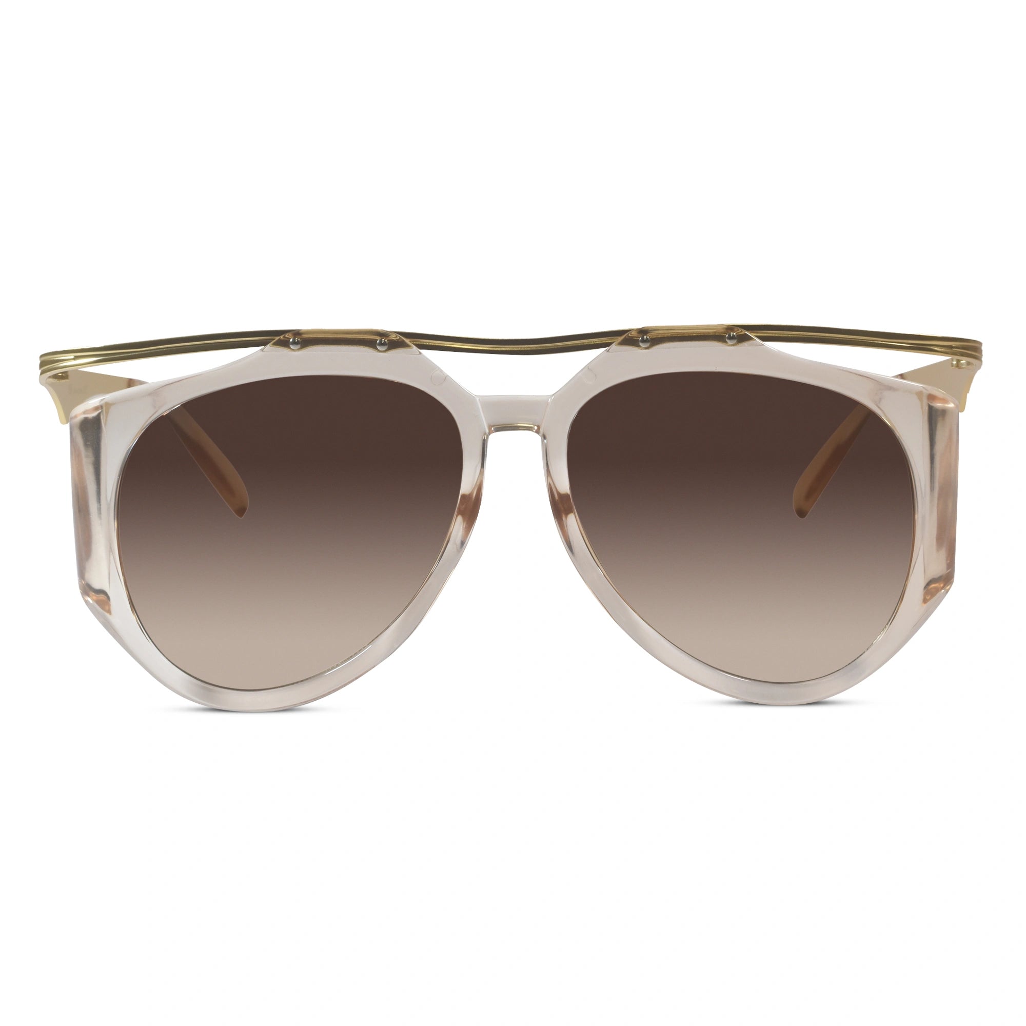 Luxury Transparent Oversized Aviator Sunglasses for Women And Men-ELS3015-BRN