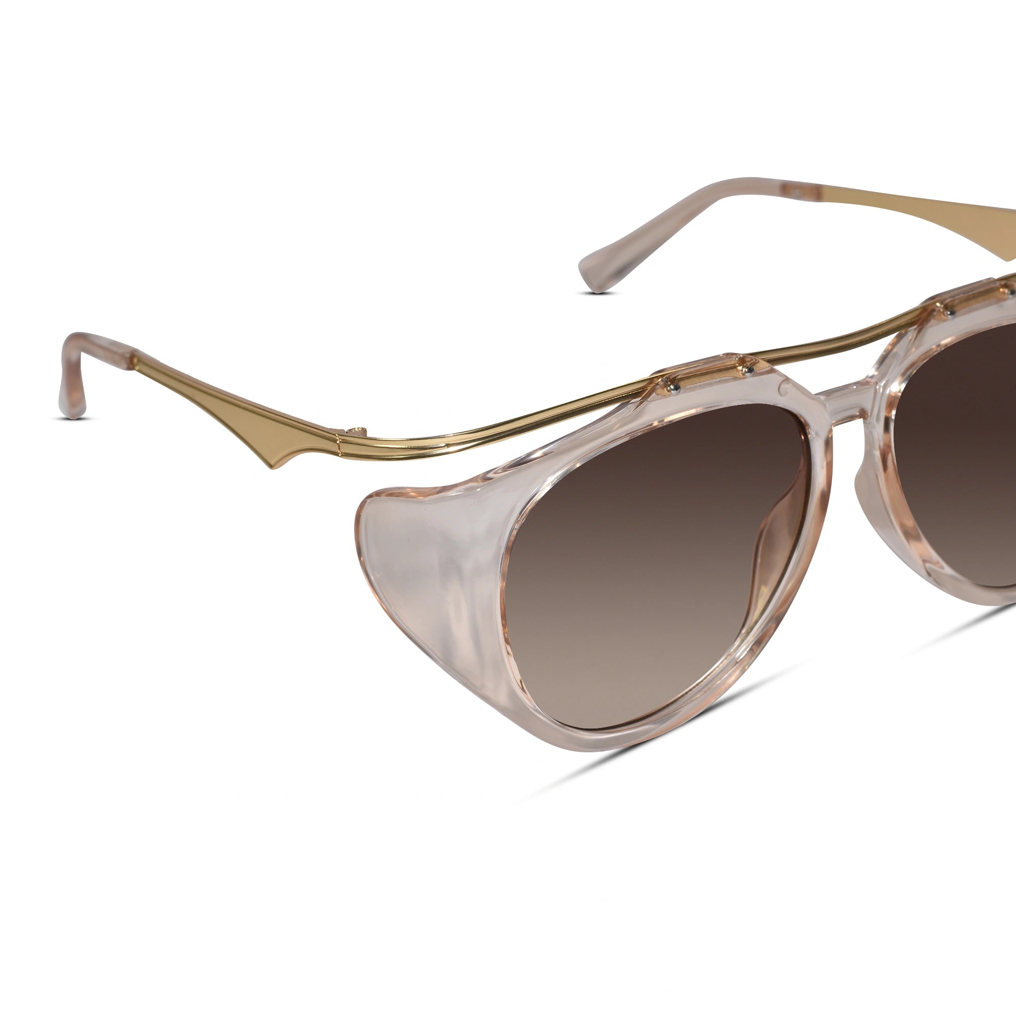 Luxury Transparent Oversized Aviator Sunglasses for Women And Men-ELS3015-BRN