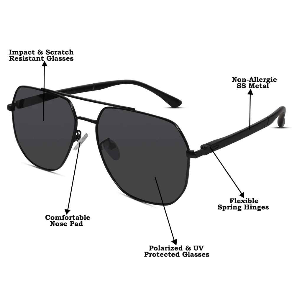 Marshall Shape Black Sunglasses For Men LKS9921-BLK