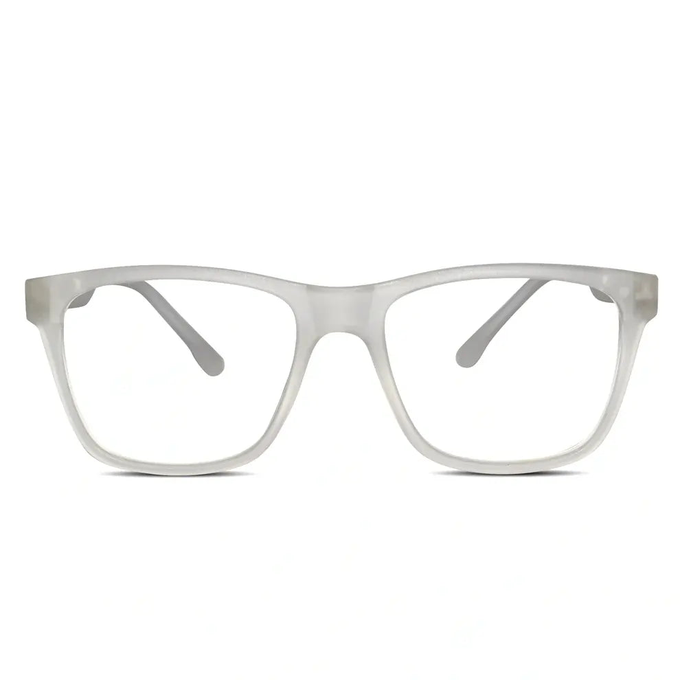 White computer glasses front view used to protect eyes from computer screen.