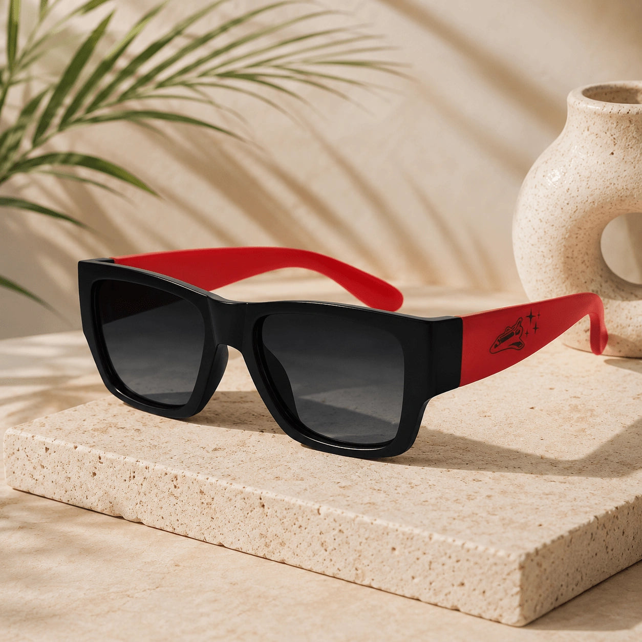 Matt Black  Rectangle Blue Kids Sunglasses LKSK8869-BLK-RED