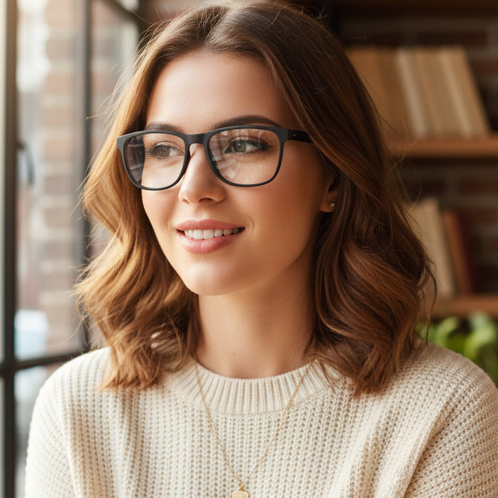 Matt Black Rectangle Eyeglasses & Computer Glasses For Men & Women LKE2804-BLK