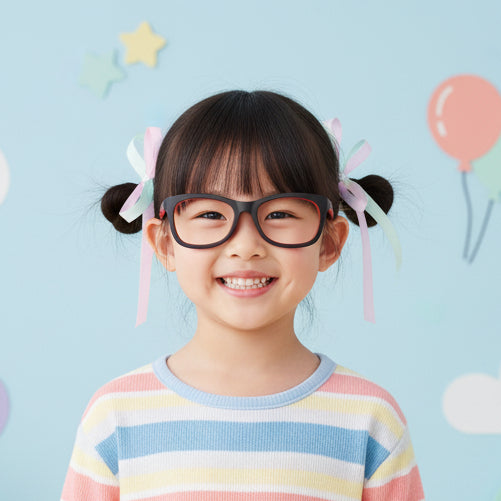 Matt Black Rectangular Eyeglasses For Kids LKES2302-BLK