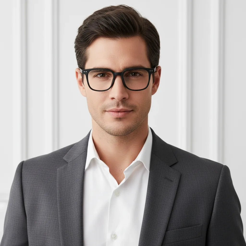 Matt Black Square Eyeglasses For Men & Women LKE28060-BLK