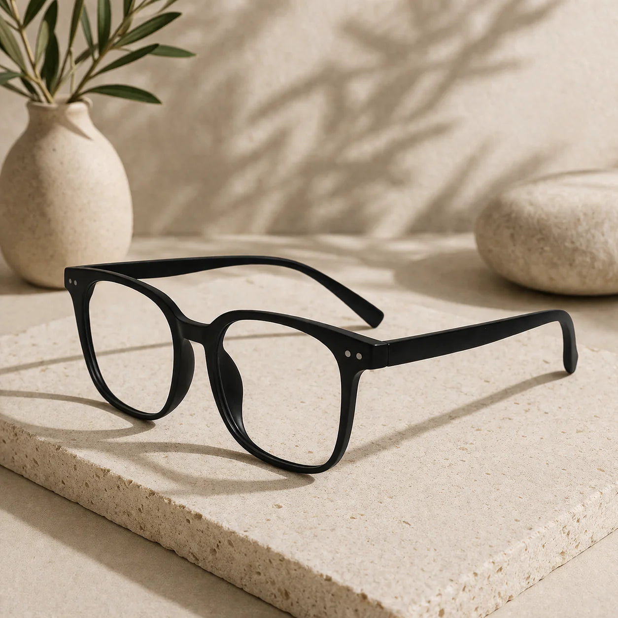 Matt Black Square Eyeglasses For Men & Women LKE28060-BLK