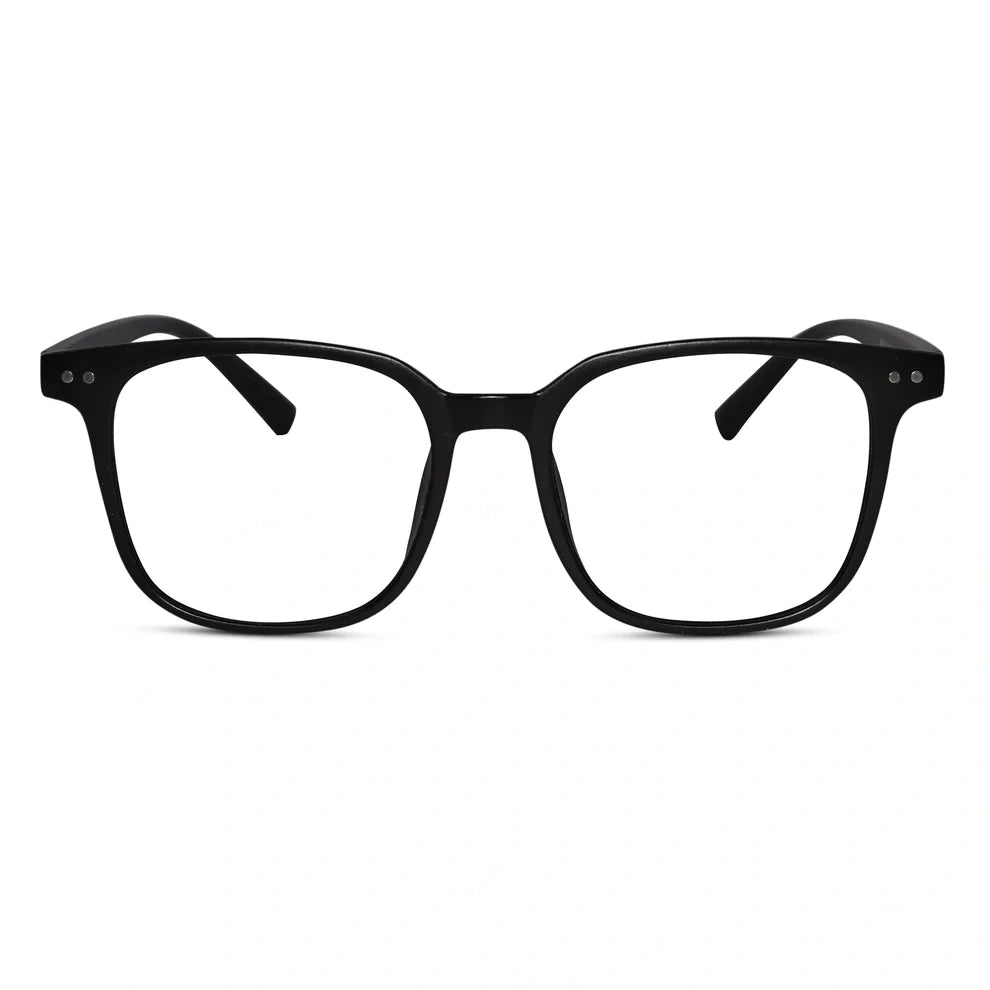 Matt Black Square Eyeglasses For Men & Women LKE28060-BLK