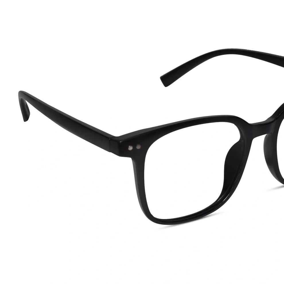 Matt Black Square Eyeglasses For Men & Women LKE28060-BLK