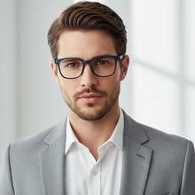 Matt Blue Square Eyeglasses For Men & Women