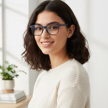 Matt Blue Square Eyeglasses For Men & Women