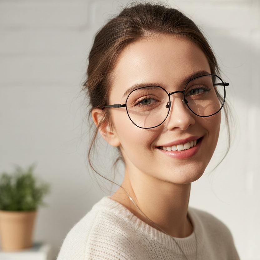 Metal Black Round Eyeglasses For Men and Women LKE223-BLK