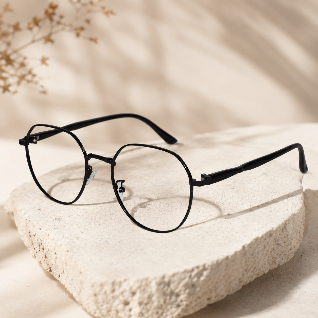 Metal Black Round Eyeglasses For Men and Women LKE223-BLK