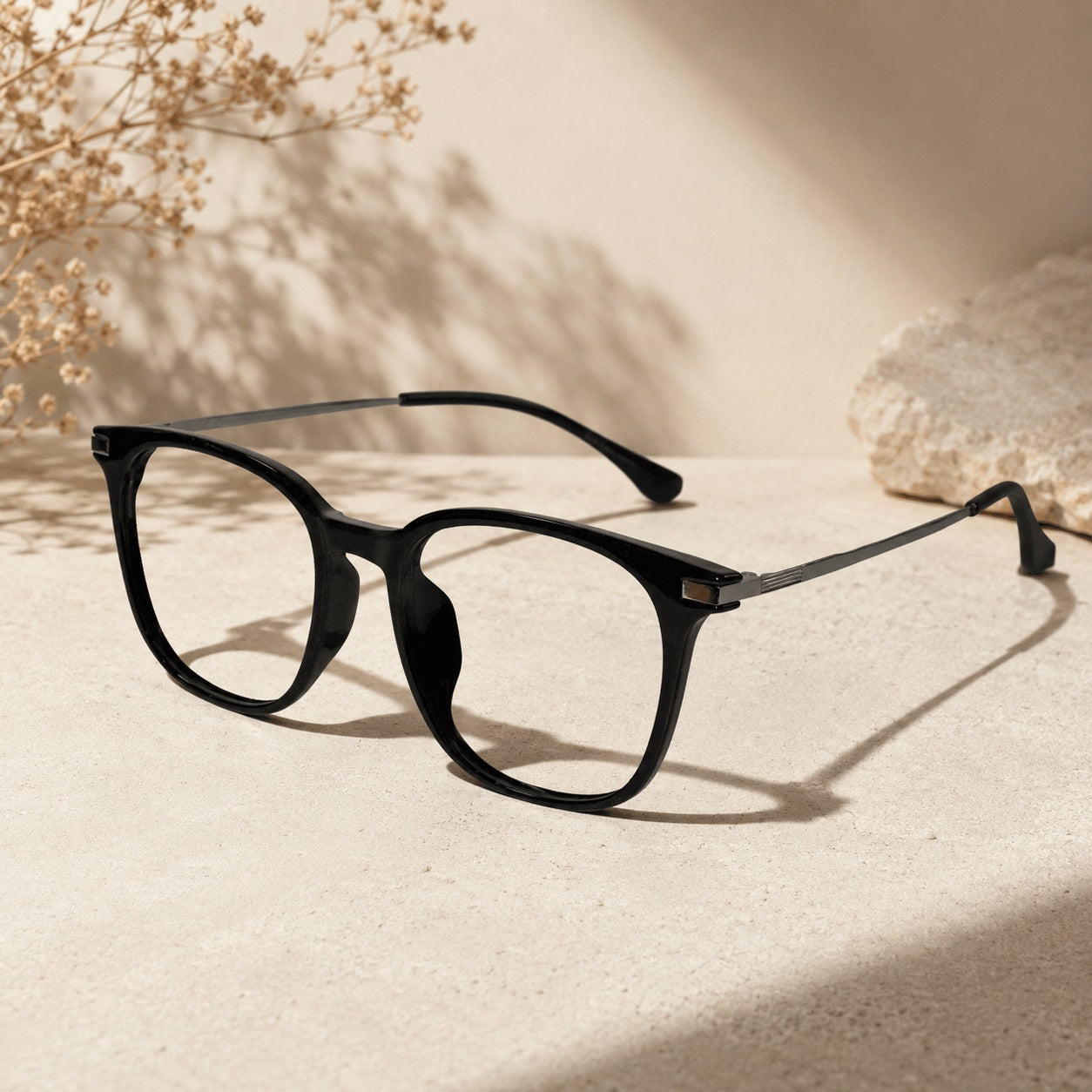 Metal Black Square Eyeglasses Men & Women ELE6009-BLK