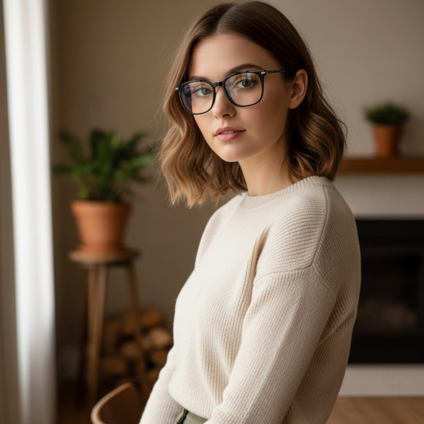 Metal Black Square Eyeglasses Men & Women ELE6009-BLK