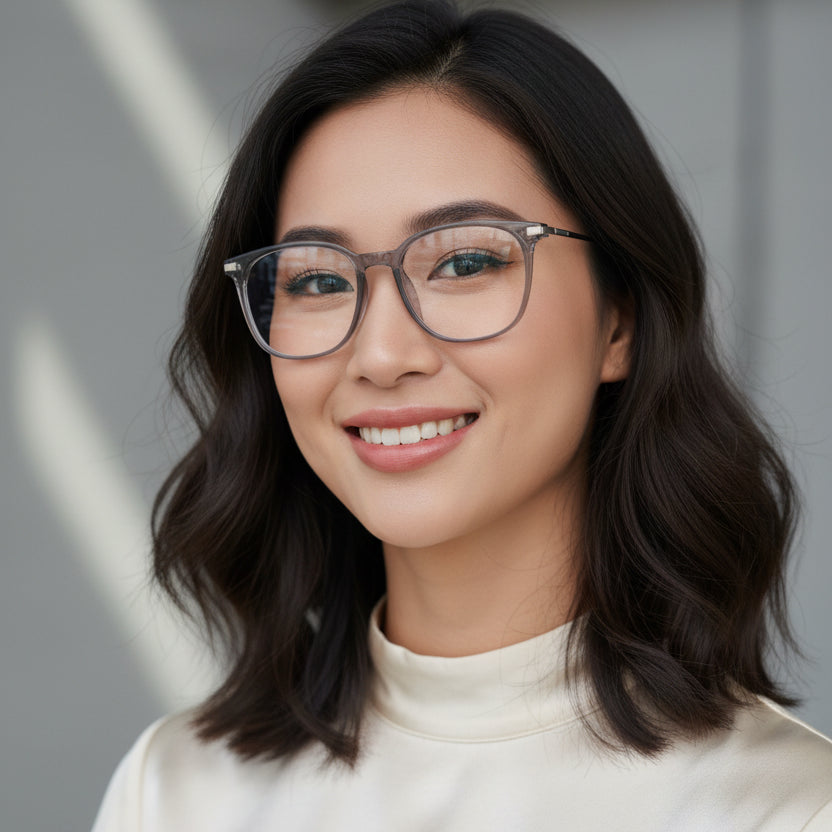 Metal Grey Square Eyeglasses For Men & Women ELE6009-GRY