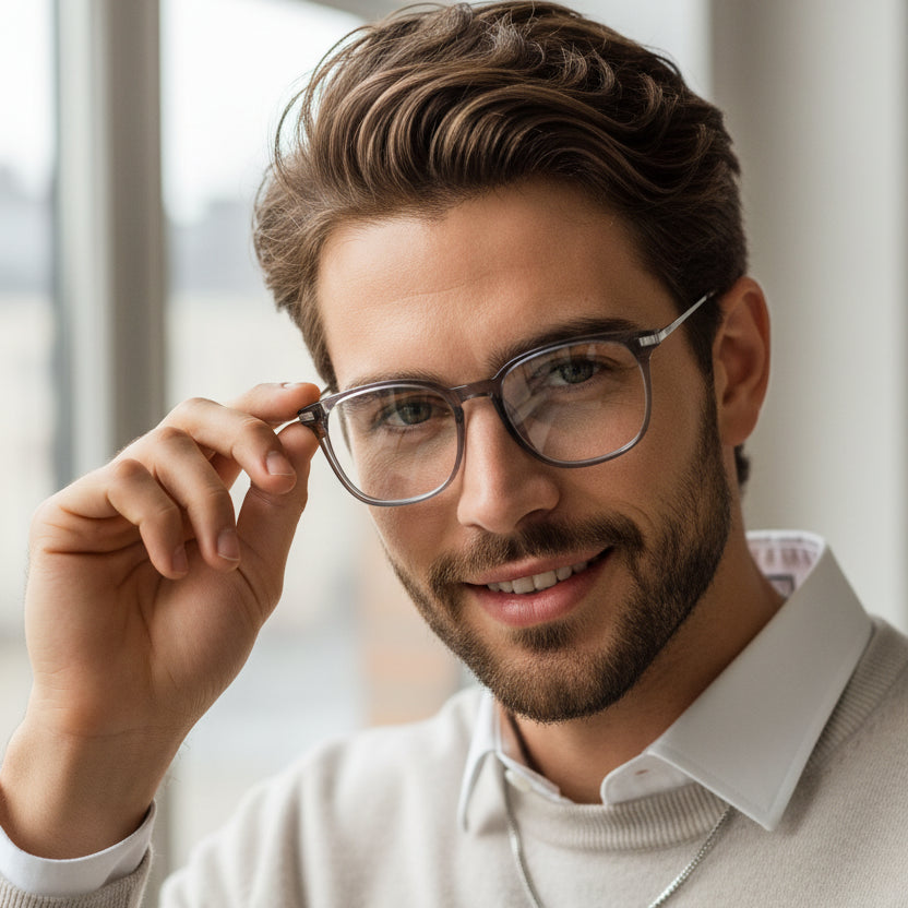 Metal Grey Square Eyeglasses For Men & Women ELE6009-GRY