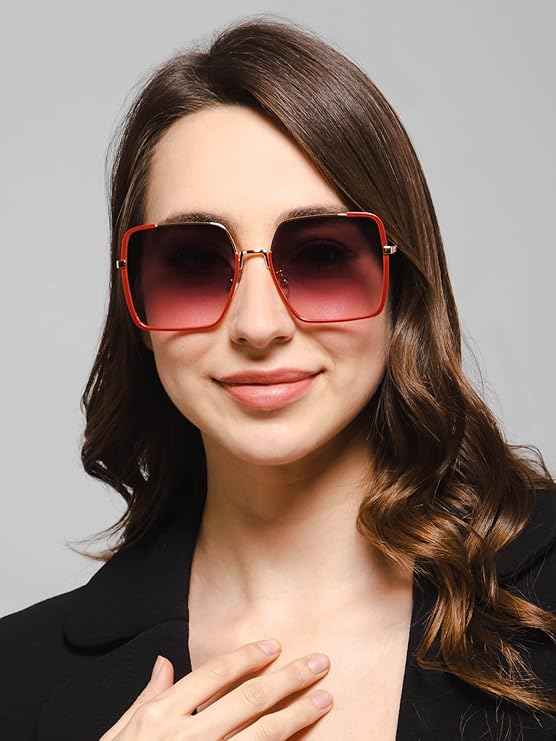 Dual Tone Oversize Red Sunglasses