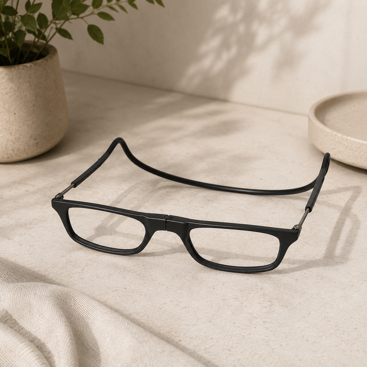 Neckband Magnetic Foldable Reading Glasses For Men & Women LKHEM001-BLK