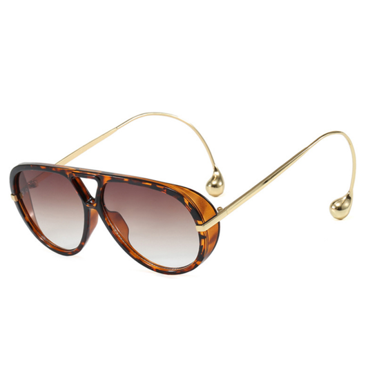 Designer Oversized Aviator Sunglasses From Men & Women-ELS2026S01-DR-BRN