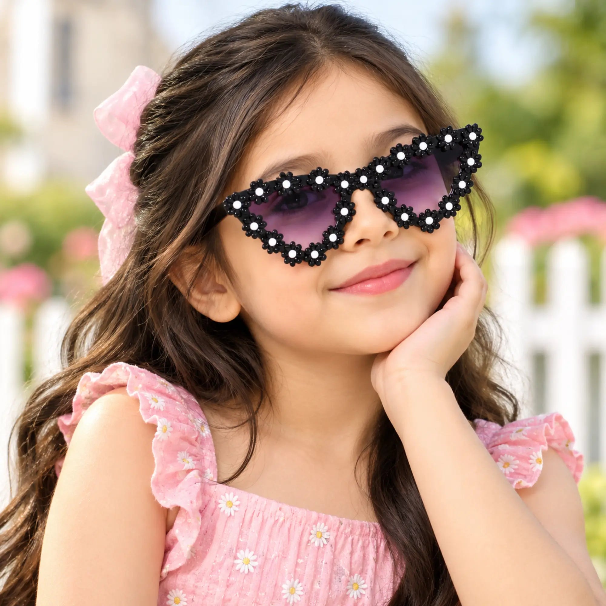 LensKandy Kids Black Sunglasses for Girls UV Protection LKK2603-BLK