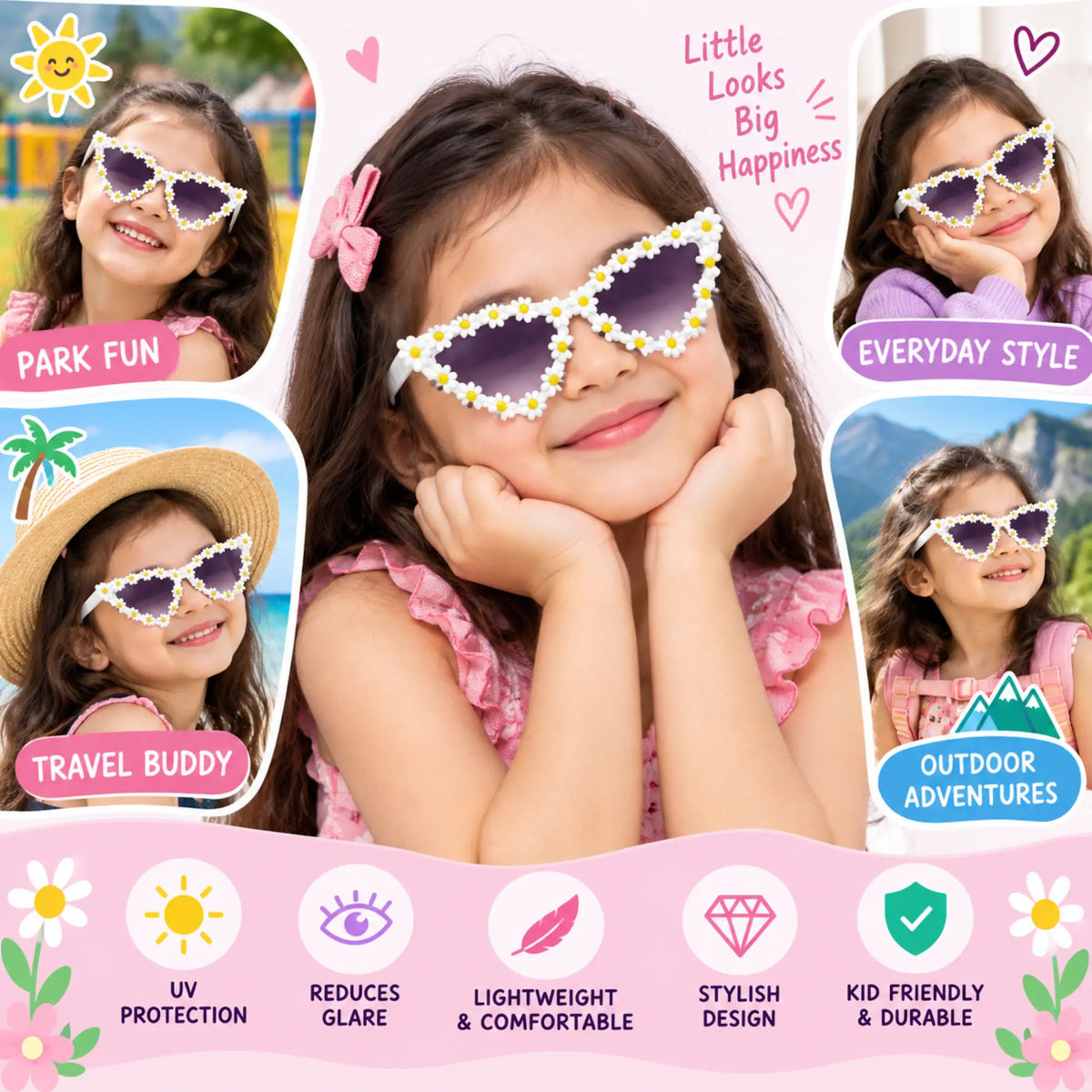 LensKandy Kids White Sunglasses for Girls UV Protection LKK2603-WHT