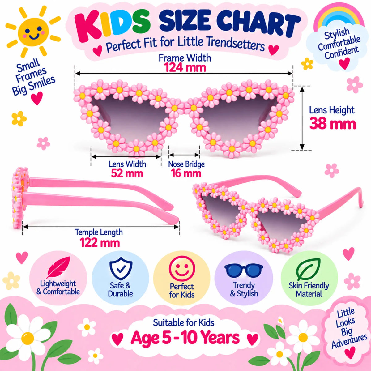 LensKandy Kids Pink Sunglasses for Girls UV Protection LKK2603-PNK