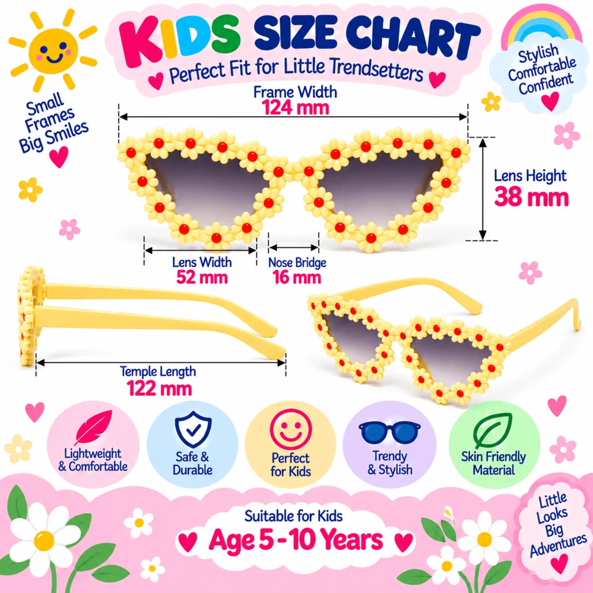 LensKandy Kids Yellow Sunglasses for Girls UV Protection LKK2603-YLW
