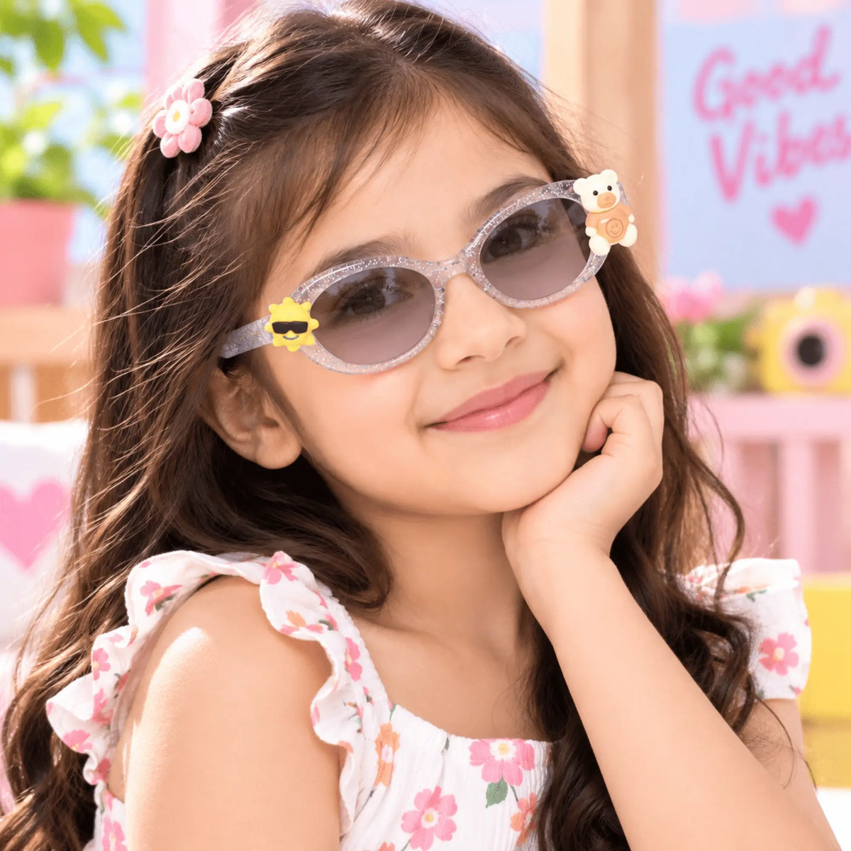 LensKandy Girls Pink Oval Sunglasses with UV Protection LKK2606-PNK