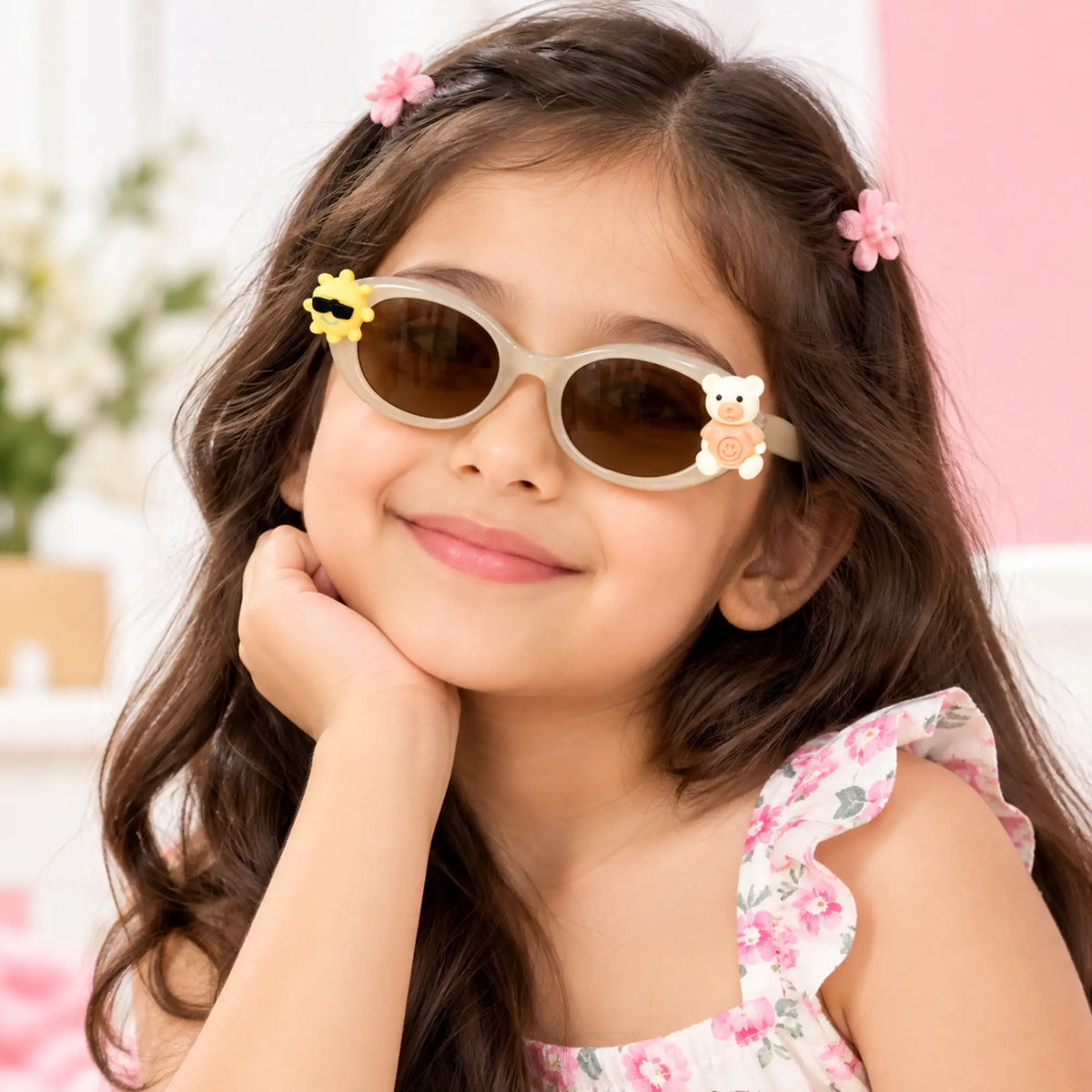 LensKandy Girls Brown Oval Sunglasses with UV Protection LKK2606-BRN