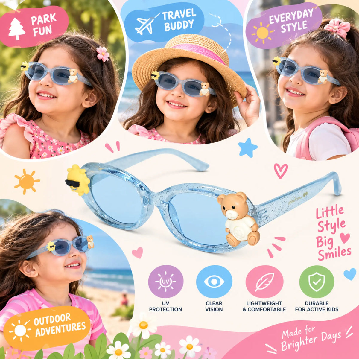 LensKandy Girls Blue Oval Sunglasses with UV Protection LKK2606-BLU
