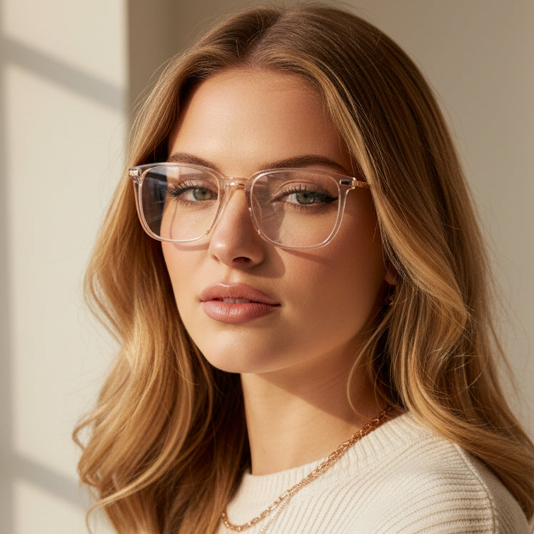 Orange Square Eyeglasses For Men & women LKE98014-TRNP